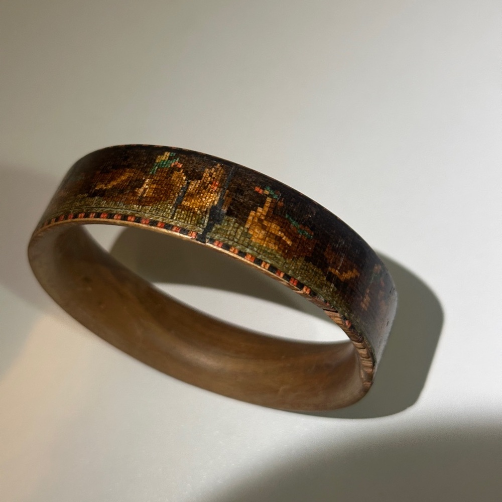 Very Rare Antique Tunbridge Wood Mosaic Duck Bracelet - Picture 3 of 10